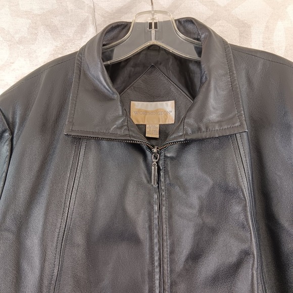 Worthington Women's Black Genuine Leather Zip Front Jacket XL Classic Style - Picture 8 of 9